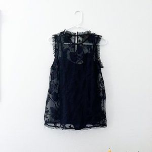Who What Wear Lace Mock Neck Top with Tank Size Small